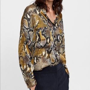 Zara -Snake Print Button Down